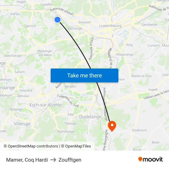 Mamer, Coq Hardi to Zoufftgen map