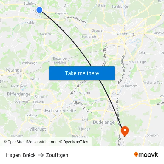 Hagen, Bréck to Zoufftgen map