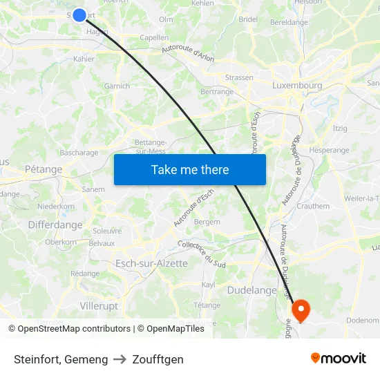 Steinfort, Gemeng to Zoufftgen map