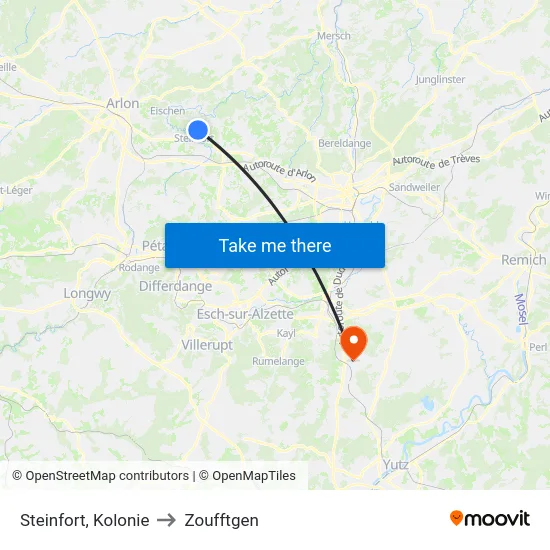 Steinfort, Kolonie to Zoufftgen map