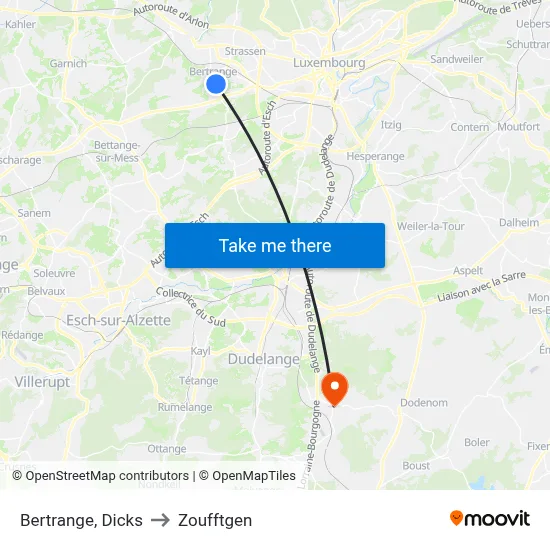 Bertrange, Dicks to Zoufftgen map