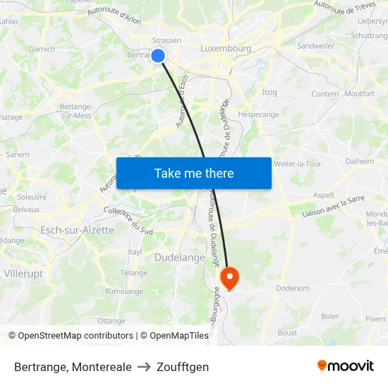 Bertrange, Montereale to Zoufftgen map
