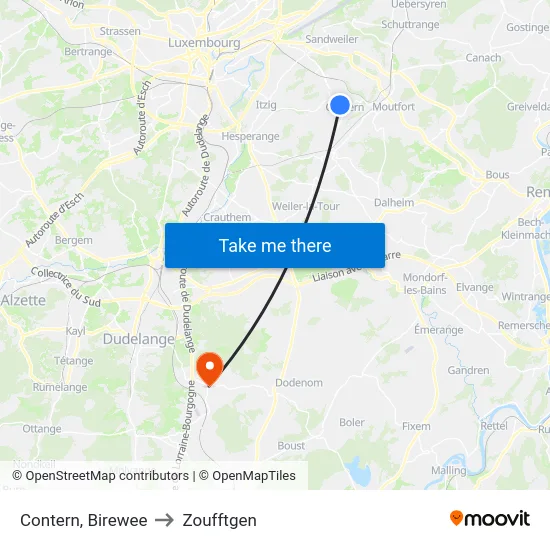 Contern, Birewee to Zoufftgen map