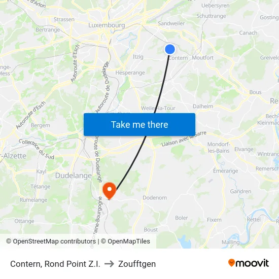 Contern, Rond Point Z.I. to Zoufftgen map