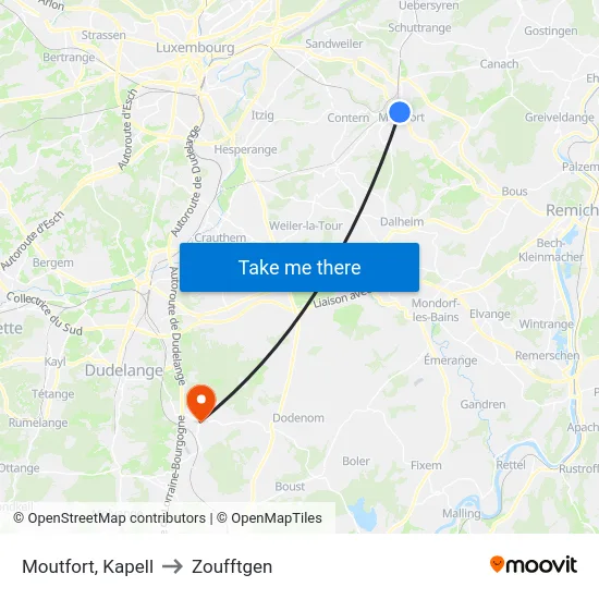 Moutfort, Kapell to Zoufftgen map