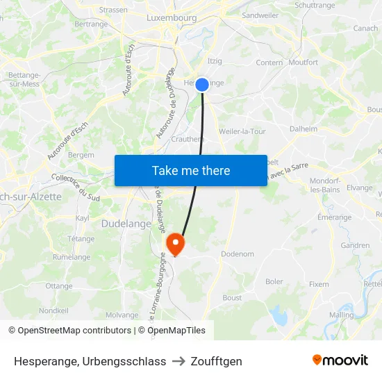 Hesperange, Urbengsschlass to Zoufftgen map