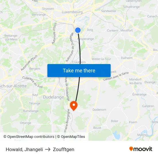 Howald, Jhangeli to Zoufftgen map