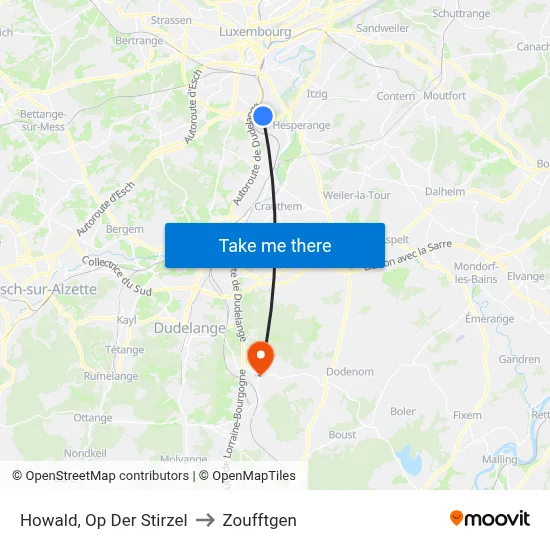 Howald, Op Der Stirzel to Zoufftgen map