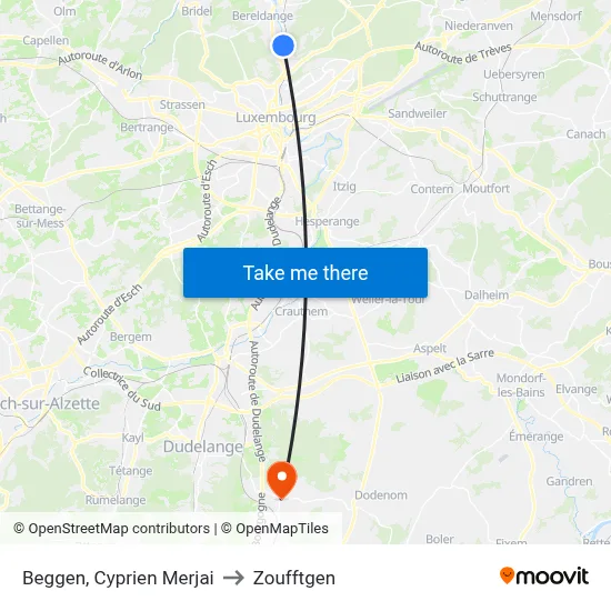 Beggen, Cyprien Merjai to Zoufftgen map