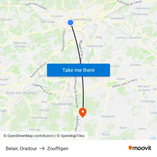 Belair, Oradour to Zoufftgen map