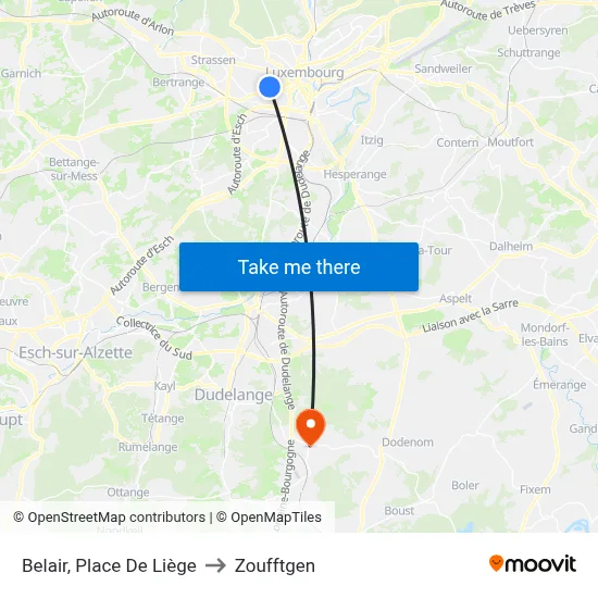 Belair, Place De Liège to Zoufftgen map