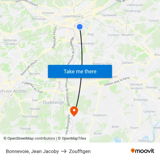 Bonnevoie, Jean Jacoby to Zoufftgen map