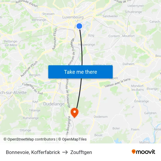 Bonnevoie, Kofferfabrick to Zoufftgen map