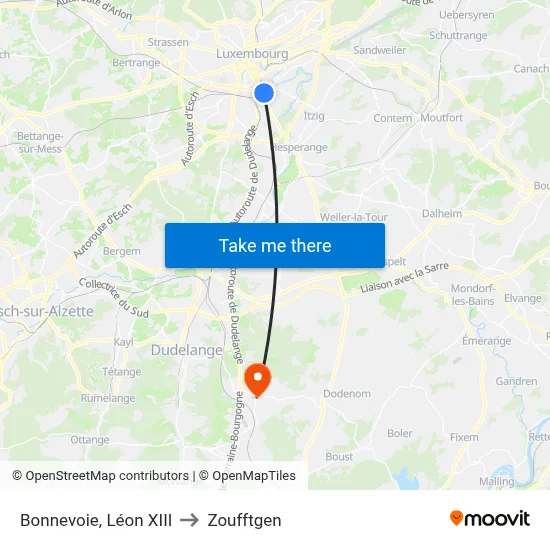 Bonnevoie, Léon XIII to Zoufftgen map
