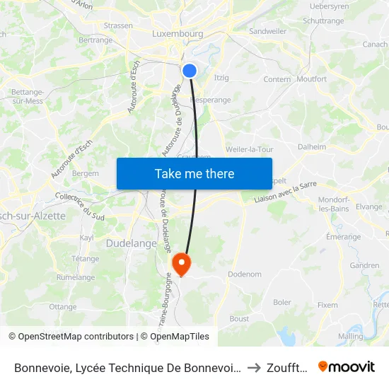Bonnevoie, Lycée Technique De Bonnevoie/Quais to Zoufftgen map