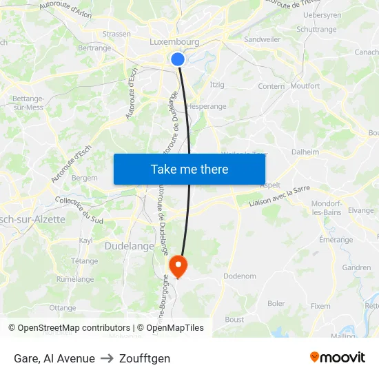 Gare, Al Avenue to Zoufftgen map