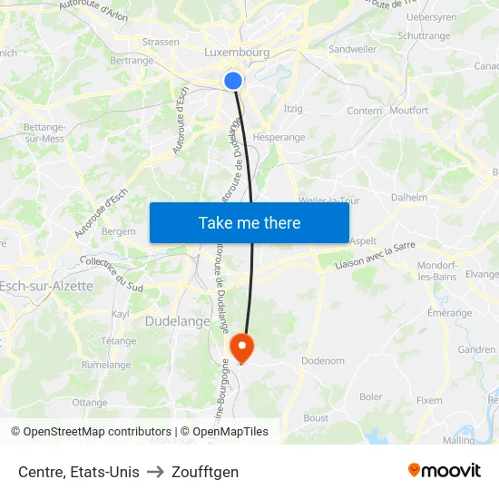 Centre, Etats-Unis to Zoufftgen map