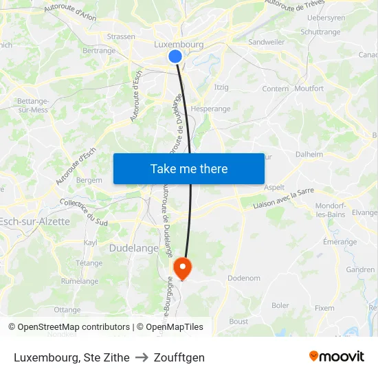 Luxembourg, Ste Zithe to Zoufftgen map