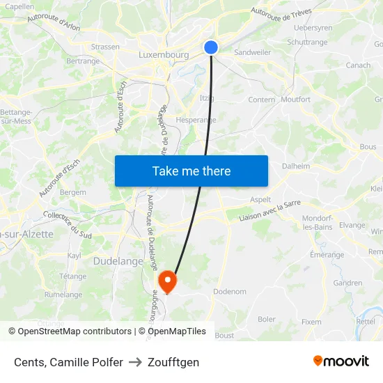 Cents, Camille Polfer to Zoufftgen map