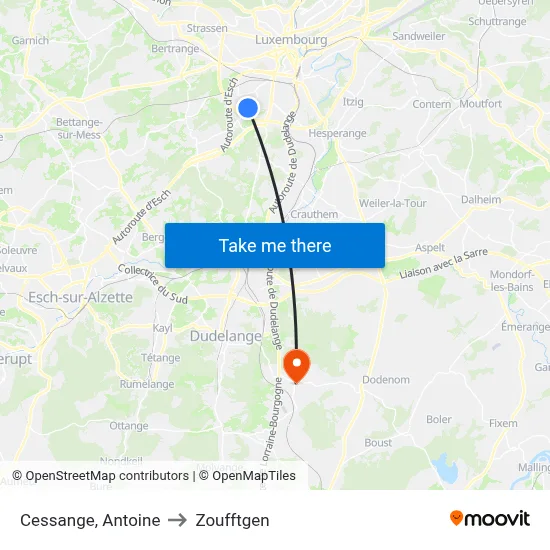 Cessange, Antoine to Zoufftgen map