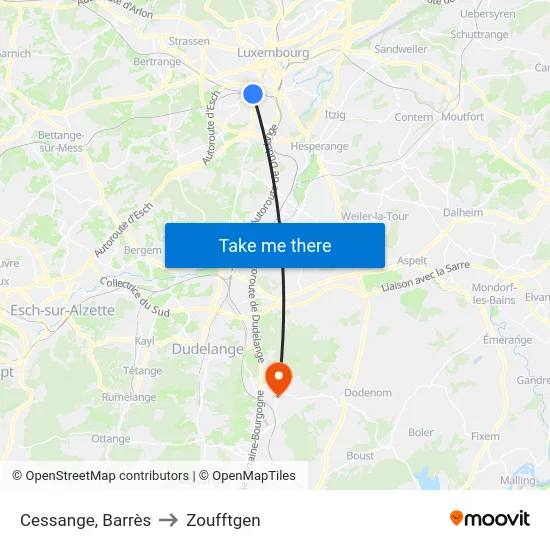 Cessange, Barrès to Zoufftgen map
