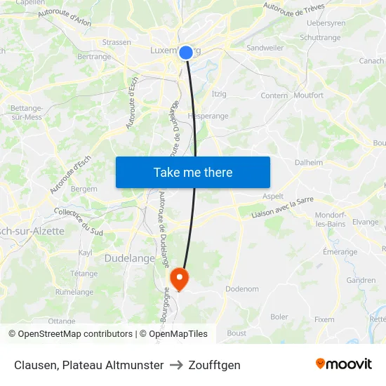 Clausen, Plateau Altmunster to Zoufftgen map