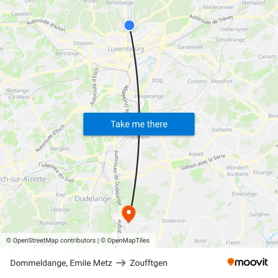 Dommeldange, Emile Metz to Zoufftgen map