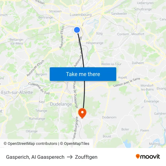 Gasperich, Al Gaasperech to Zoufftgen map