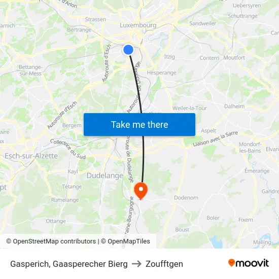 Gasperich, Gaasperecher Bierg to Zoufftgen map