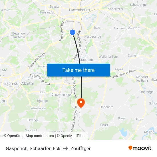 Gasperich, Schaarfen Eck to Zoufftgen map