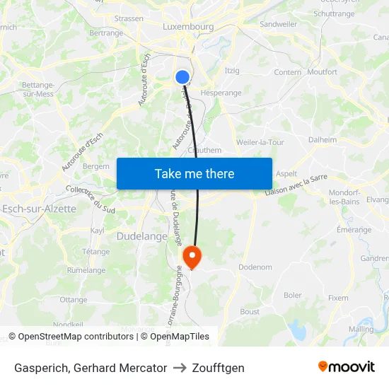 Gasperich, Gerhard Mercator to Zoufftgen map