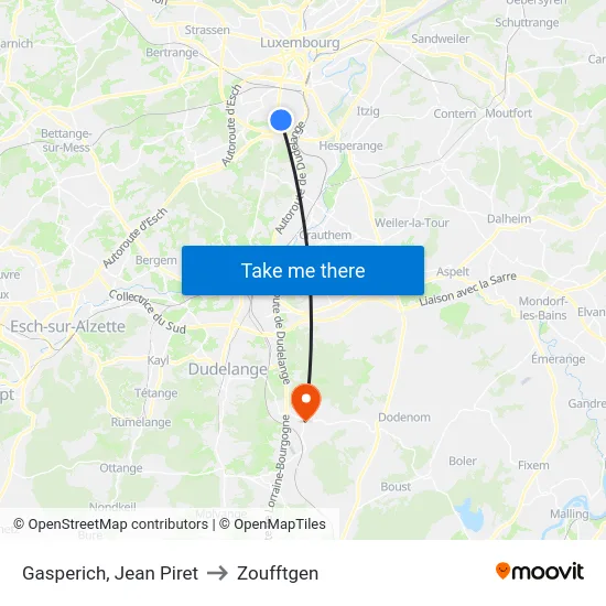Gasperich, Jean Piret to Zoufftgen map