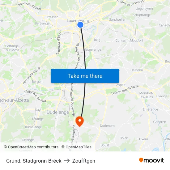 Grund, Stadgronn-Bréck to Zoufftgen map