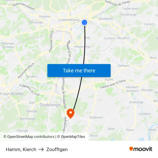 Hamm, Kierch to Zoufftgen map