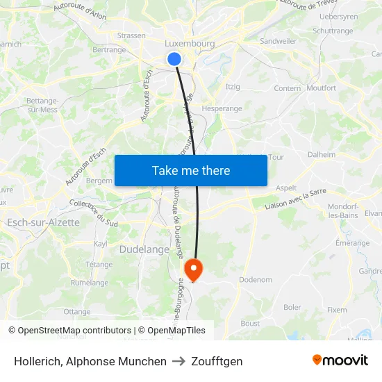 Hollerich, Alphonse Munchen to Zoufftgen map