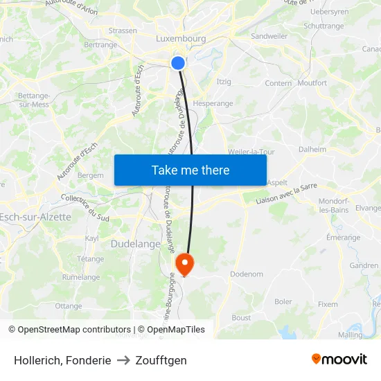 Hollerich, Fonderie to Zoufftgen map