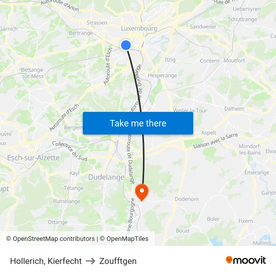Hollerich, Kierfecht to Zoufftgen map