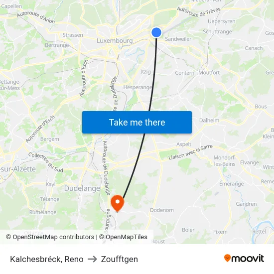 Kalchesbréck, Reno to Zoufftgen map