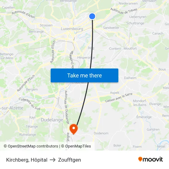 Kirchberg, Hôpital to Zoufftgen map