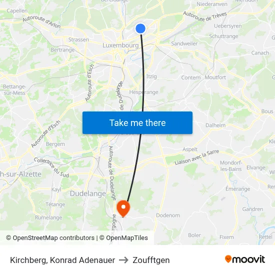 Kirchberg, Konrad Adenauer to Zoufftgen map