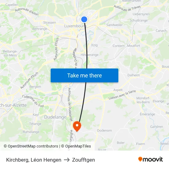 Kirchberg, Léon Hengen to Zoufftgen map