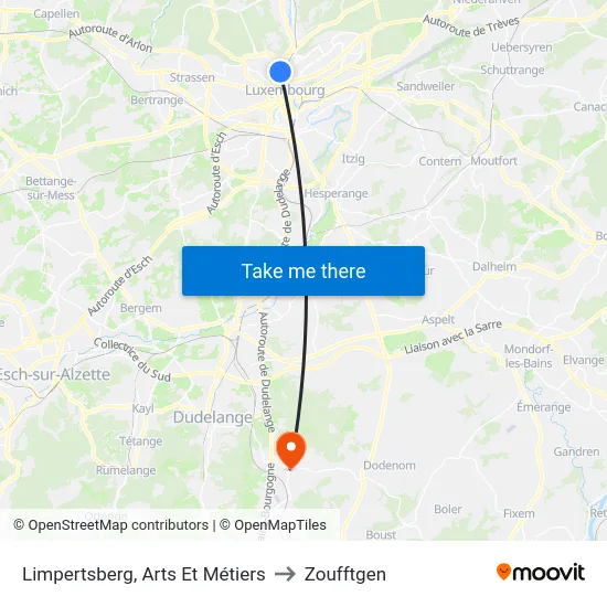 Limpertsberg, Arts Et Métiers to Zoufftgen map