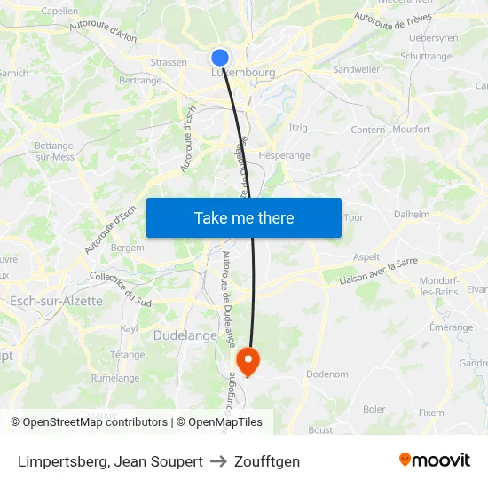Limpertsberg, Jean Soupert to Zoufftgen map