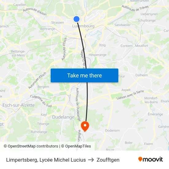 Limpertsberg, Lycée Michel Lucius to Zoufftgen map