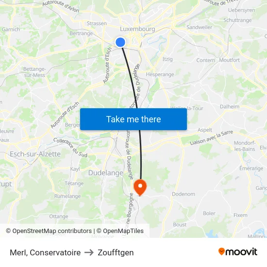 Merl, Conservatoire to Zoufftgen map