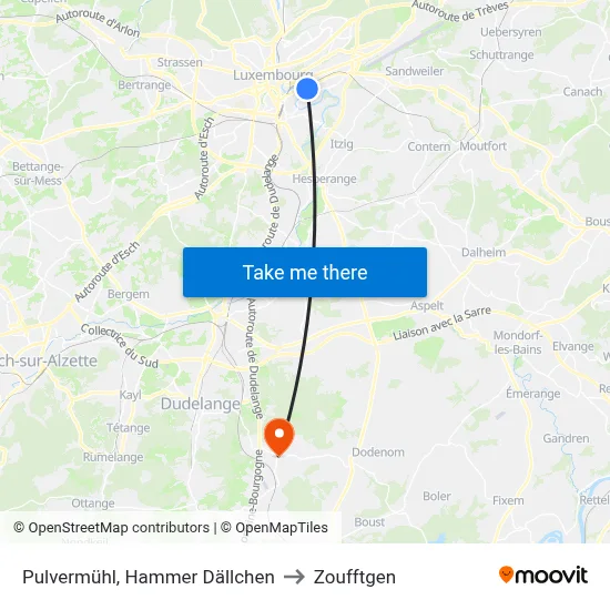 Pulvermühl, Hammer Dällchen to Zoufftgen map
