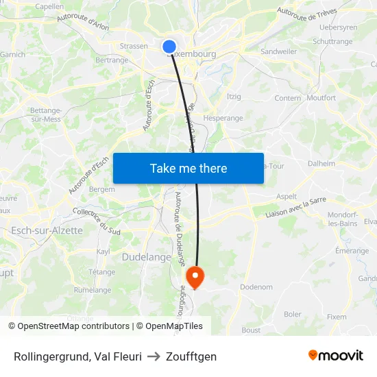 Rollingergrund, Val Fleuri to Zoufftgen map