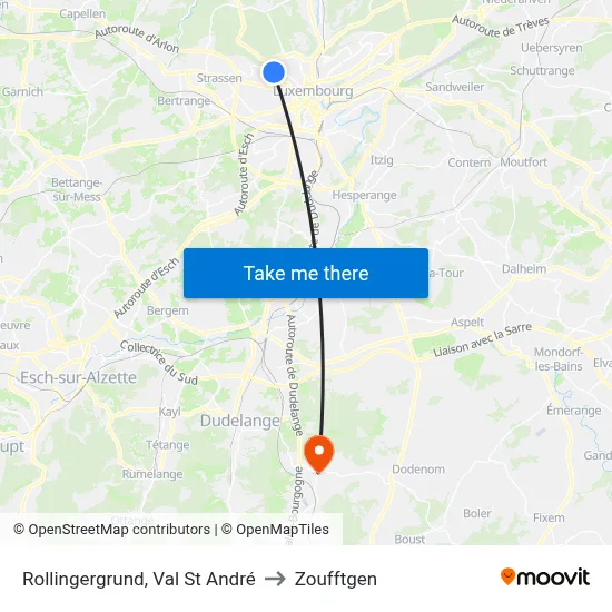 Rollingergrund, Val St André to Zoufftgen map