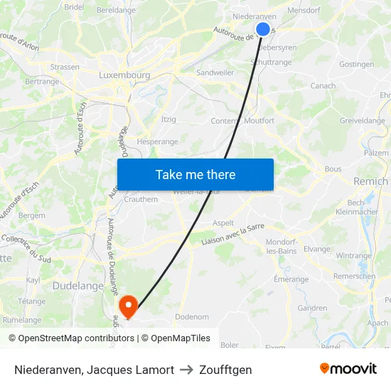 Niederanven, Jacques Lamort to Zoufftgen map