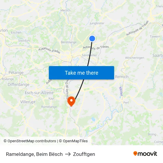 Rameldange, Beim Bësch to Zoufftgen map